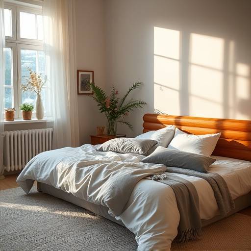 A peaceful bedroom scene with soft lighting and comfortable bedding, emphasizing the importance of quality sleep.