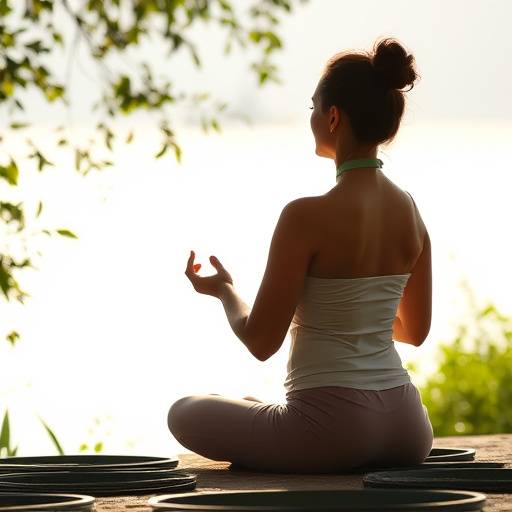 Woman meditating peacefully in a serene environment